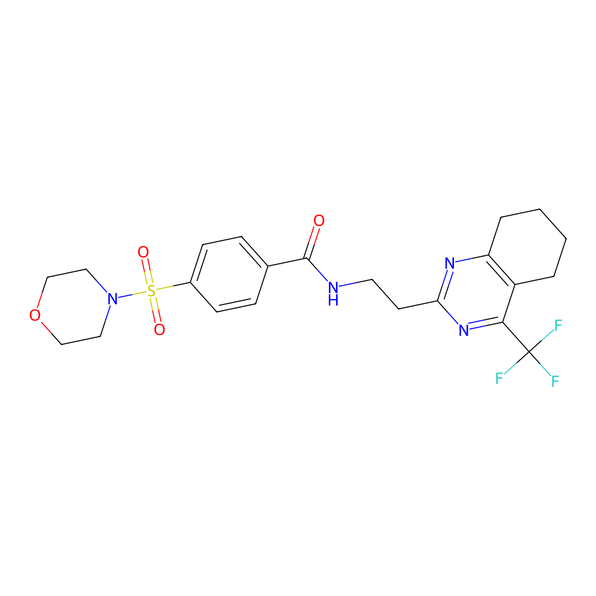 4-(morpholinosulfonyl)-N-(2-(4-(trifluoromethyl)-5,6,7,8-tetrahydroquinazolin-2-yl)ethyl)benzamide molecular structure, CAS 1396764-80-9