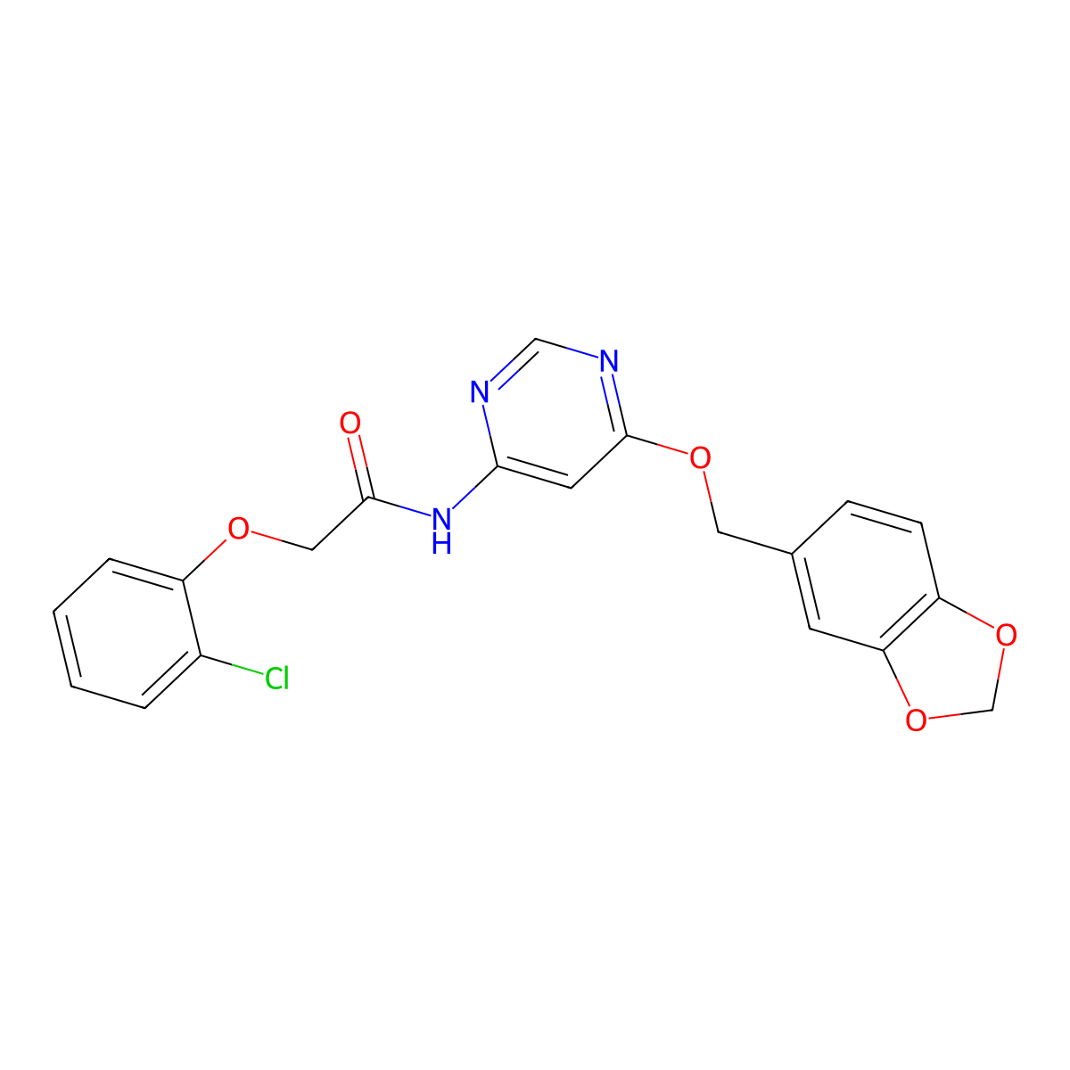 N-(6-(benzo[d][1,3]dioxol-5-ylmethoxy)pyrimidin-4-yl)-2-(2-chlorophenoxy)acetamide molecular structure, CAS 1396764-83-2