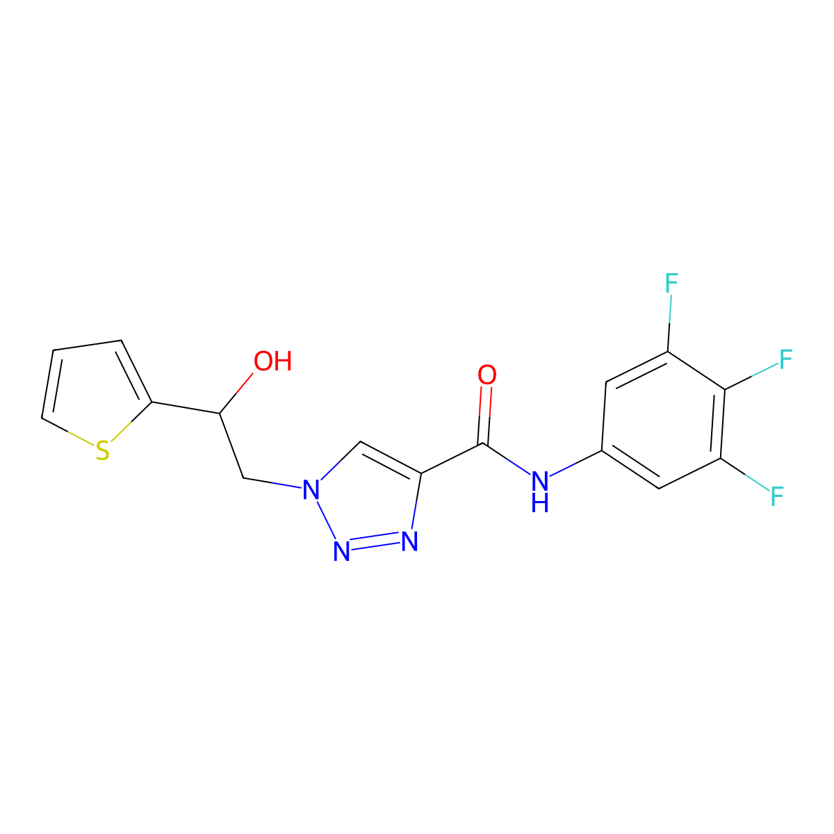 1-[2-hydroxy-2-(thiophen-2-yl)ethyl]-N-(3,4,5-trifluorophenyl)-1H-1,2,3-triazole-4-carboxamide molecular structure, CAS 1396764-86-5