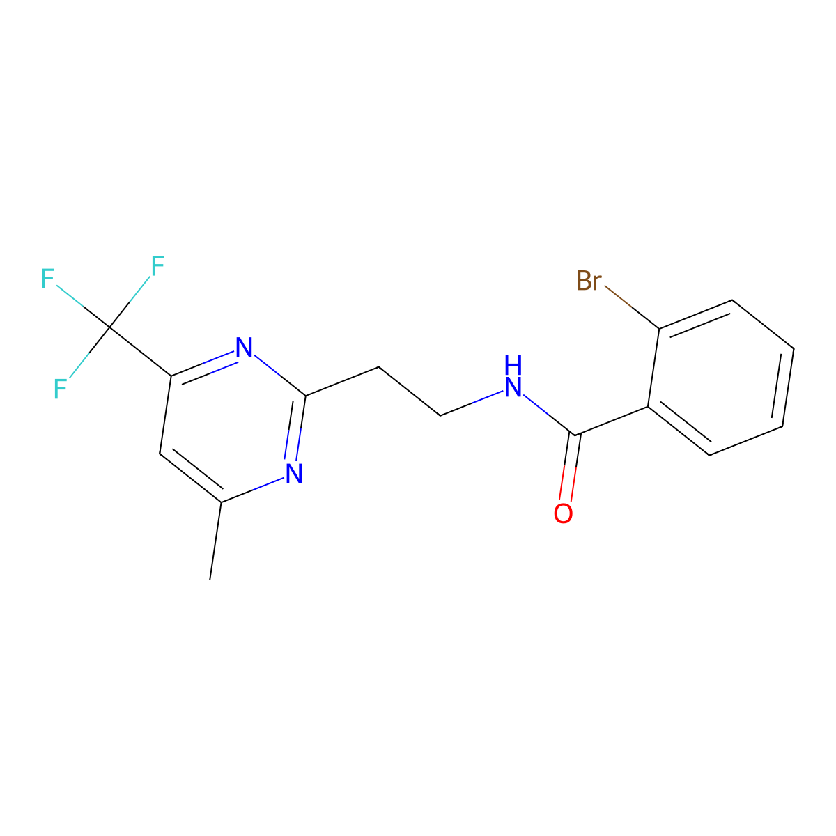 2-bromo-N-{2-[4-methyl-6-(trifluoromethyl)pyrimidin-2-yl]ethyl}benzamide molecular structure, CAS 1396764-88-7