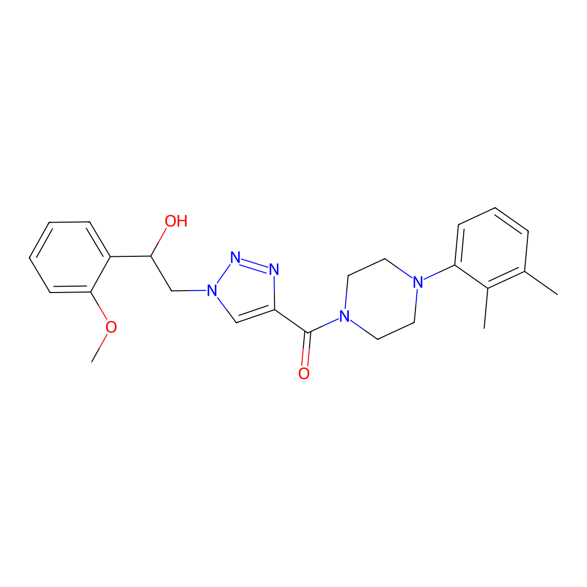 2-(4-{[4-(2,3-dimethylphenyl)piperazin-1-yl]carbonyl}-1H-1,2,3-triazol-1-yl)-1-(2-methoxyphenyl)ethanol molecular structure, CAS 1396764-98-9
