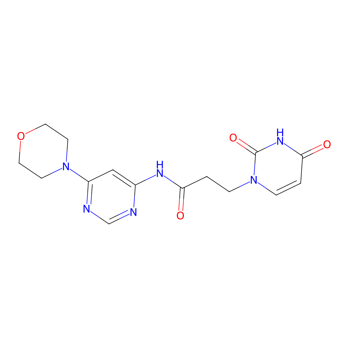 3-(2,4-dioxo-3,4-dihydropyrimidin-1(2H)-yl)-N-(6-morpholinopyrimidin-4-yl)propanamide molecular structure, CAS 1396764-99-0