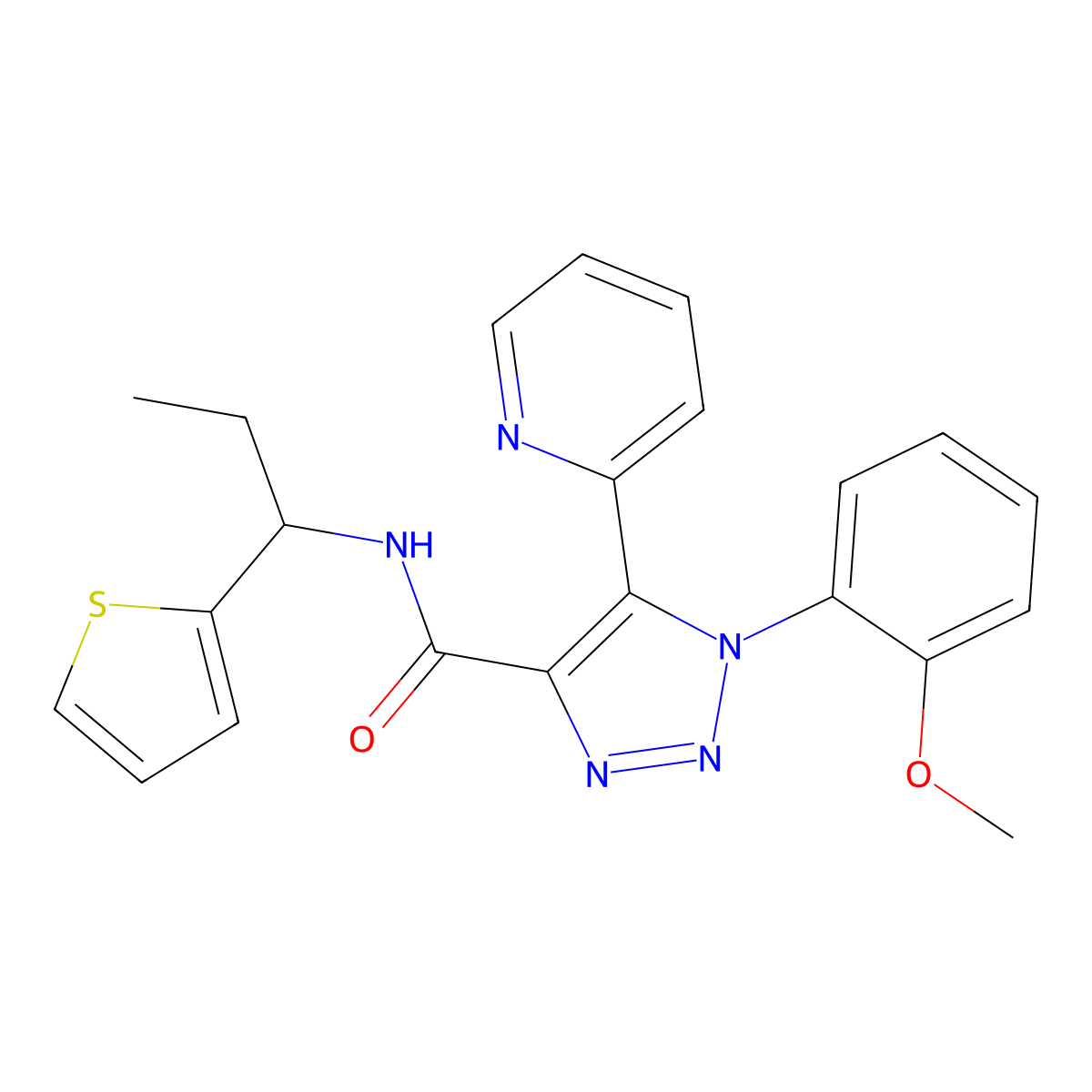 1-(2-methoxyphenyl)-5-(pyridin-2-yl)-N-[1-(thiophen-2-yl)propyl]-1H-1,2,3-triazole-4-carboxamide molecular structure, CAS 1396765-00-6