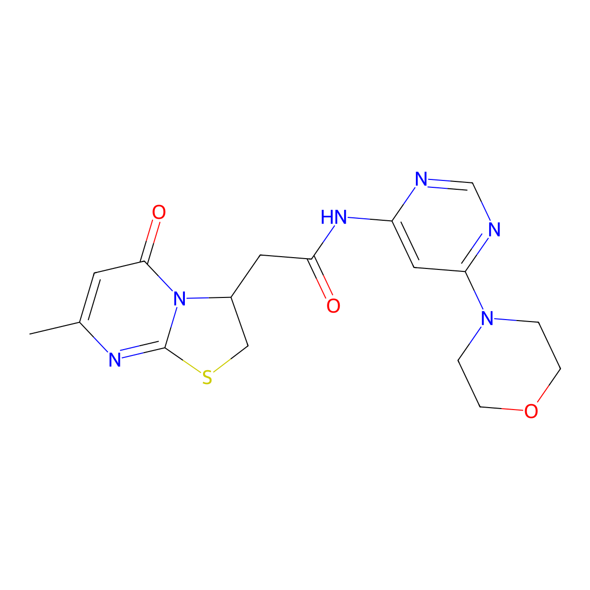 2-(7-methyl-5-oxo-3,5-dihydro-2H-thiazolo[3,2-a]pyrimidin-3-yl)-N-(6-morpholinopyrimidin-4-yl)acetamide molecular structure, CAS 1396765-05-1