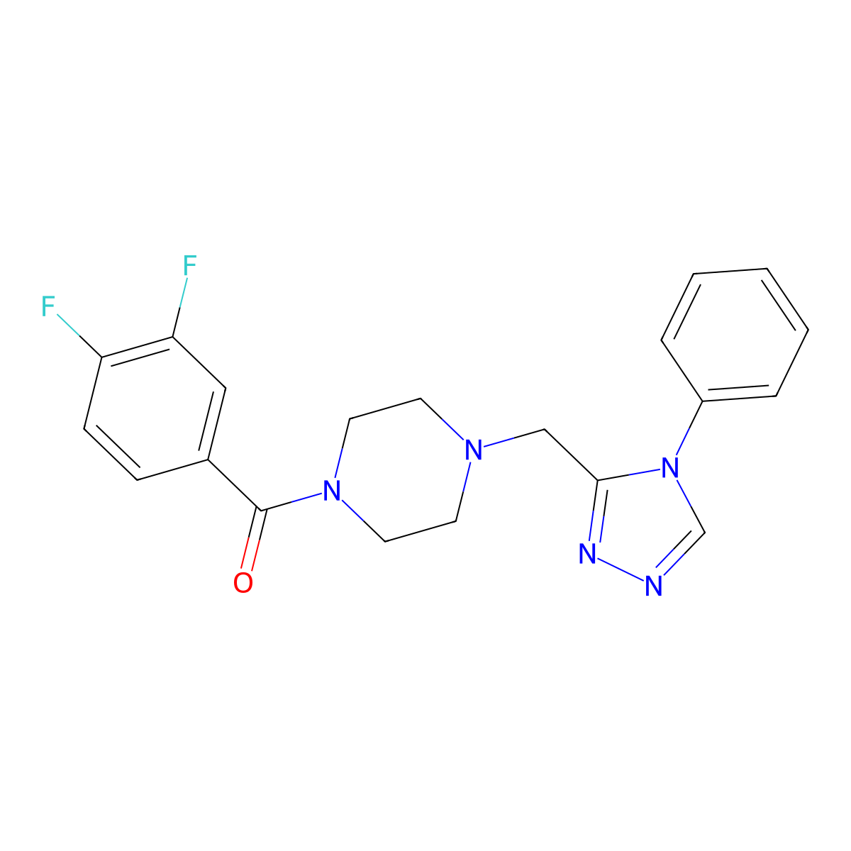 1-(3,4-difluorobenzoyl)-4-[(4-phenyl-4H-1,2,4-triazol-3-yl)methyl]piperazine molecular structure, CAS 1396765-11-9