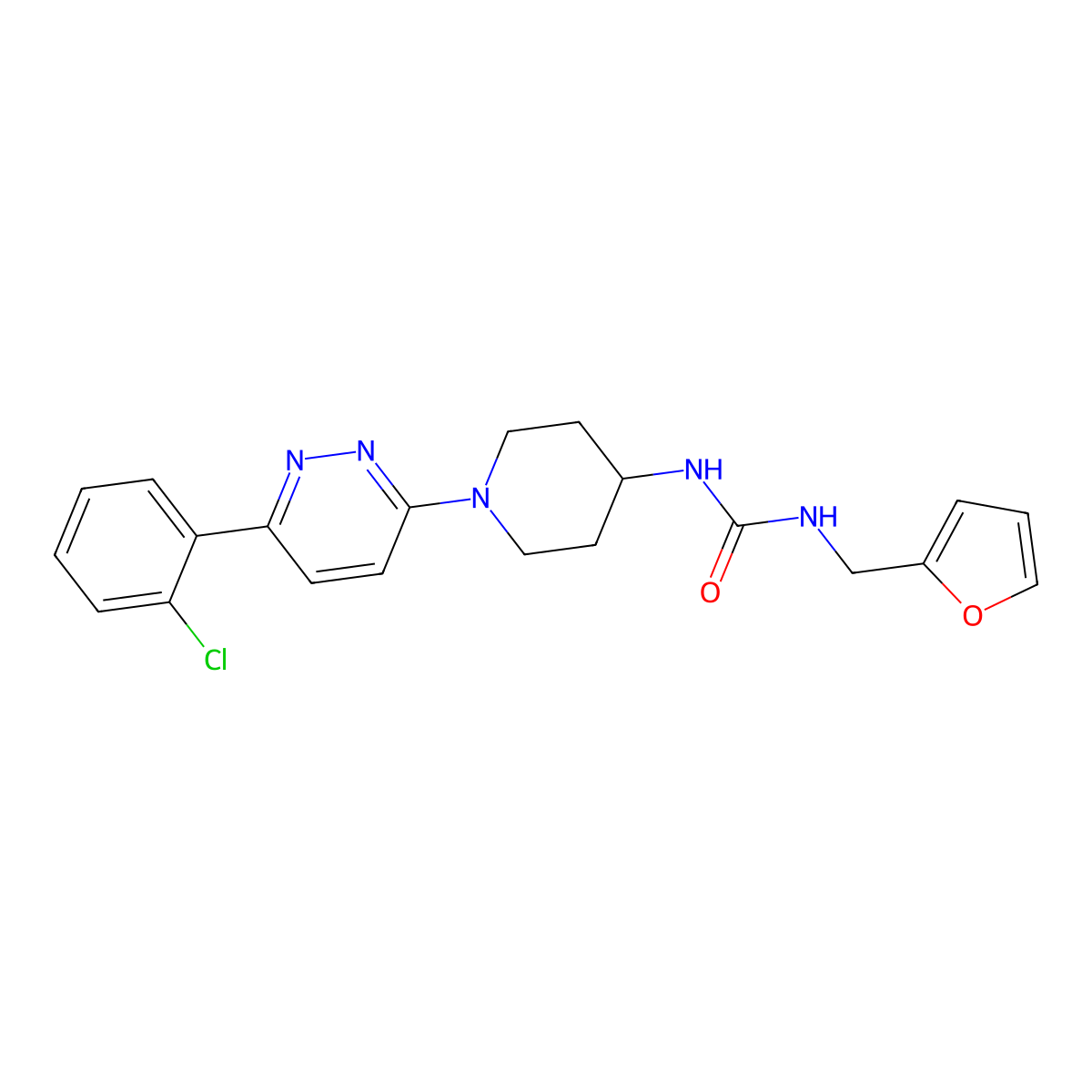 1-(1-(6-(2-Chlorophenyl)pyridazin-3-yl)piperidin-4-yl)-3-(furan-2-ylmethyl)urea molecular structure, CAS 1396765-12-0
