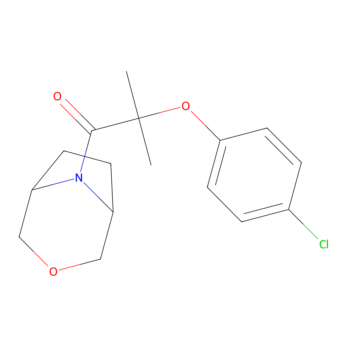 1-((1R,5S)-3-oxa-8-azabicyclo[3.2.1]octan-8-yl)-2-(4-chlorophenoxy)-2-methylpropan-1-one molecular structure, CAS 1396765-20-0