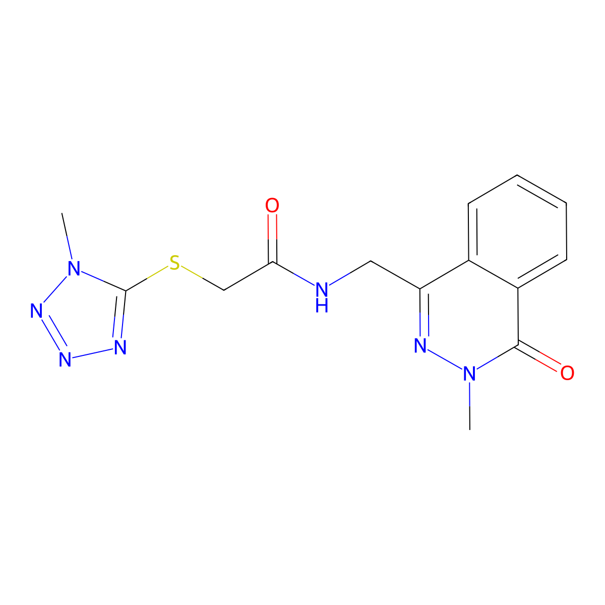 2-((1-methyl-1H-tetrazol-5-yl)thio)-N-((3-methyl-4-oxo-3,4-dihydrophthalazin-1-yl)methyl)acetamide molecular structure, CAS 1396765-25-5