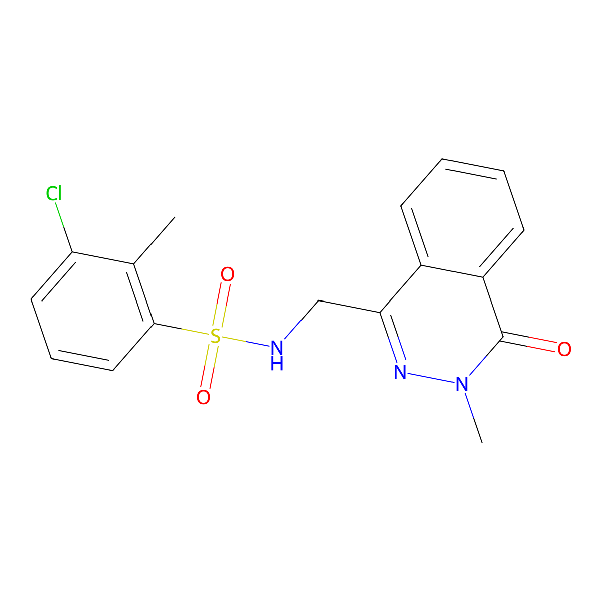 3-chloro-2-methyl-N-((3-methyl-4-oxo-3,4-dihydrophthalazin-1-yl)methyl)benzenesulfonamide molecular structure, CAS 1396765-29-9