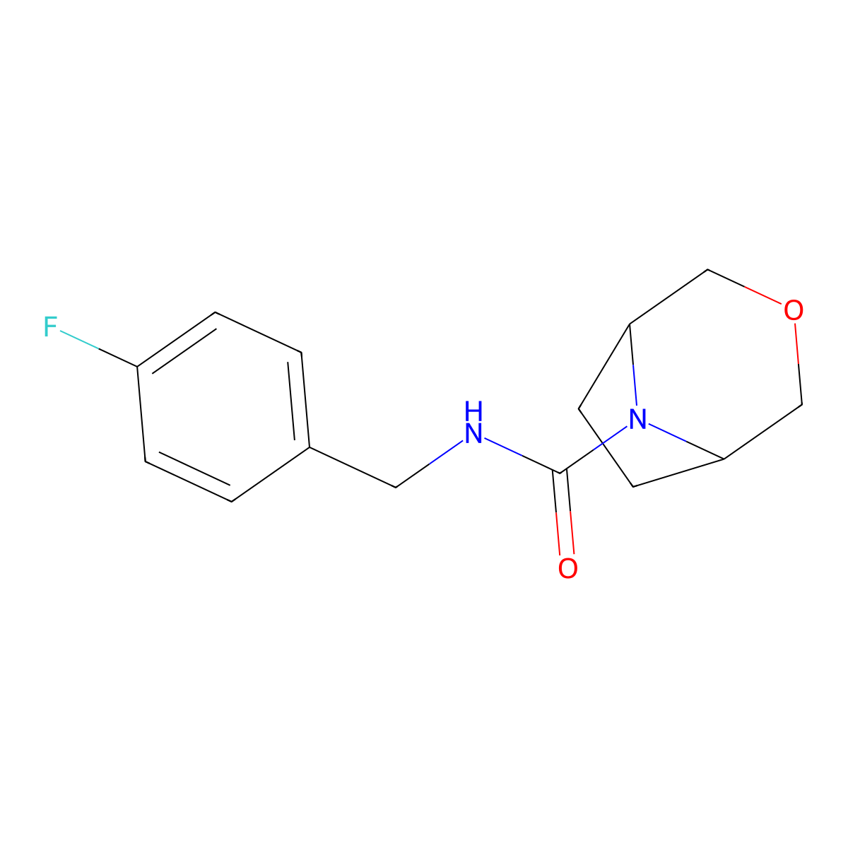 (1R,5S)-N-(4-fluorobenzyl)-3-oxa-8-azabicyclo[3.2.1]octane-8-carboxamide molecular structure, CAS 1396765-33-5