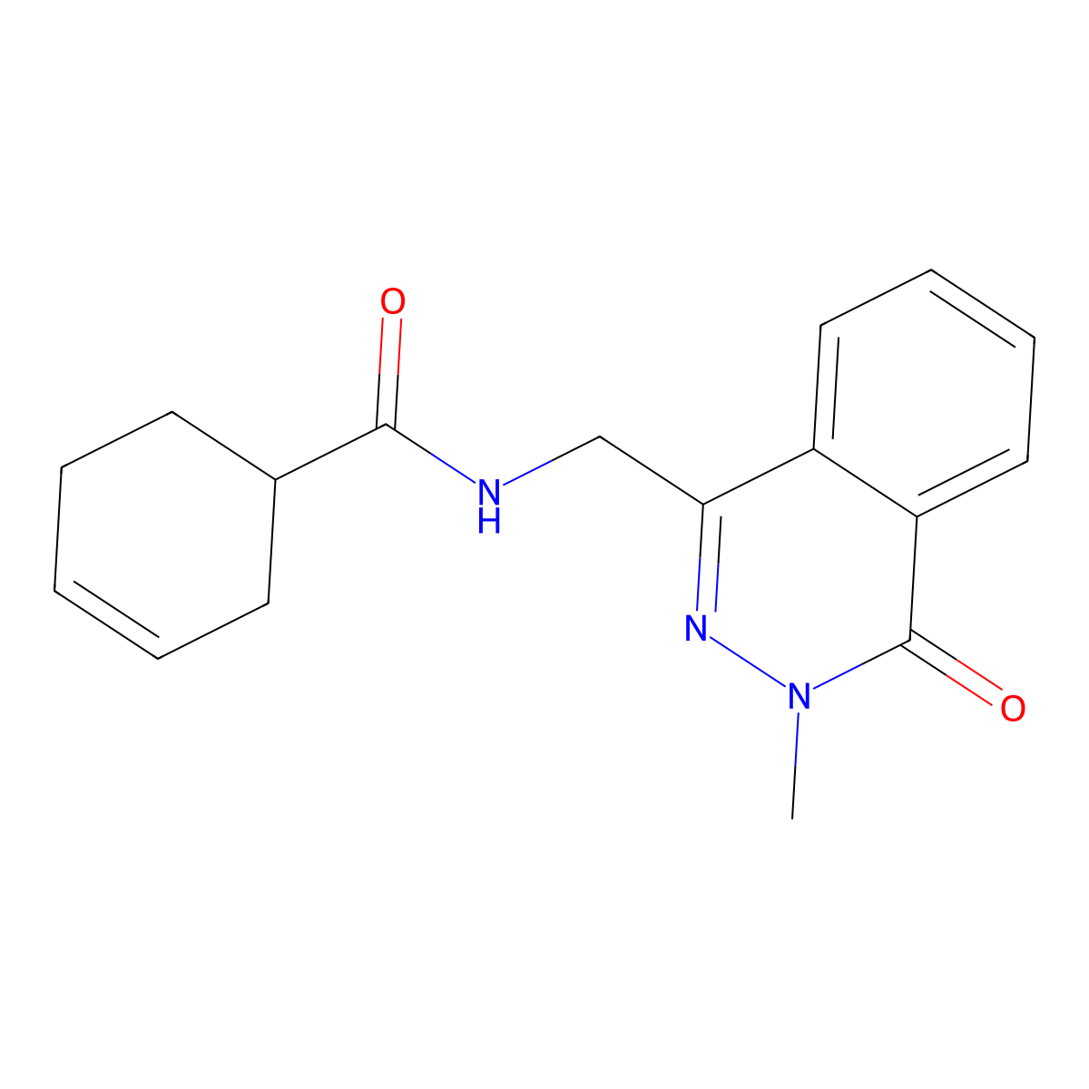N-((3-methyl-4-oxo-3,4-dihydrophthalazin-1-yl)methyl)cyclohex-3-enecarboxamide molecular structure, CAS 1396765-37-9