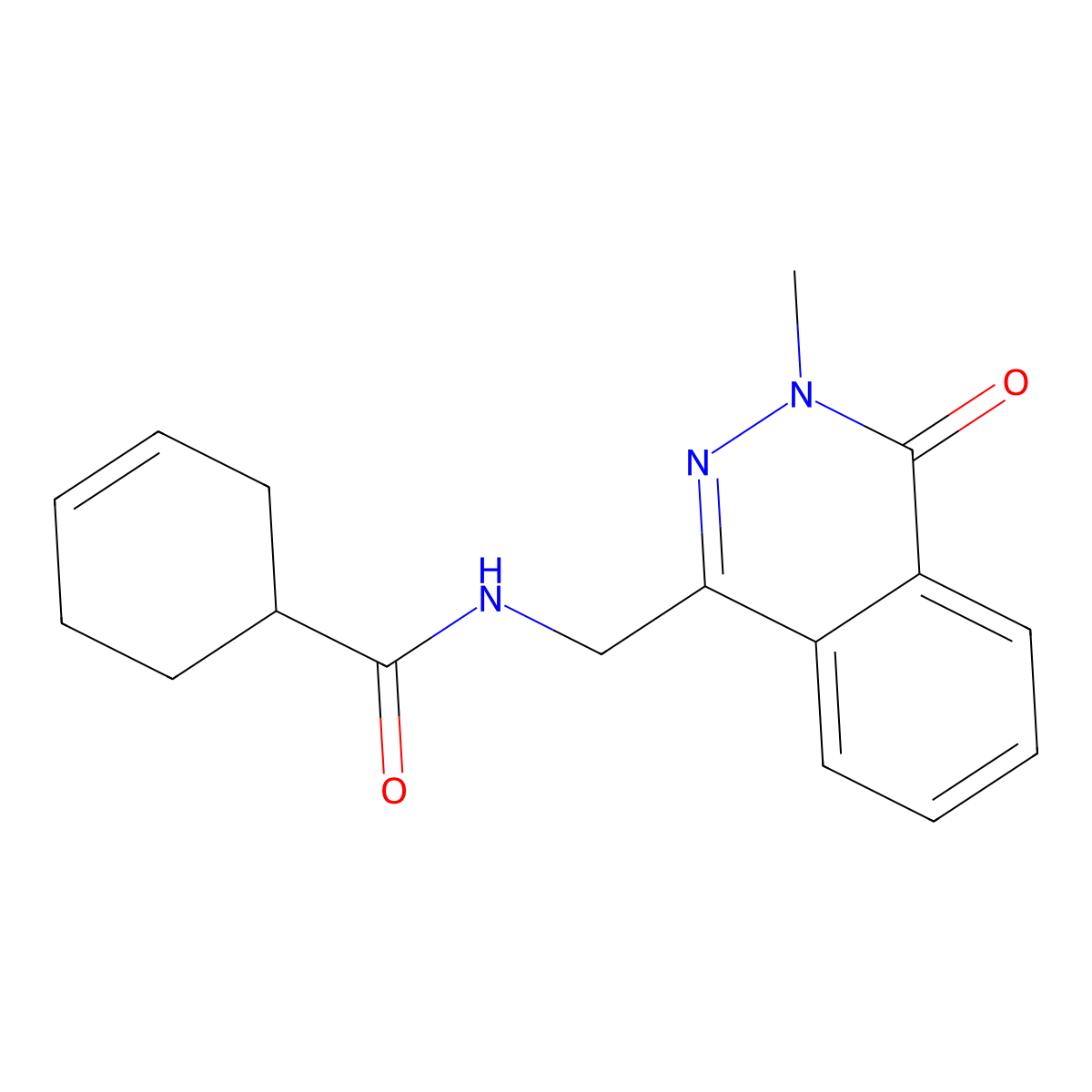 N-((3-methyl-4-oxo-3,4-dihydrophthalazin-1-yl)methyl)cyclohex-3-enecarboxamide molecular structure, CAS 1396765-37-9