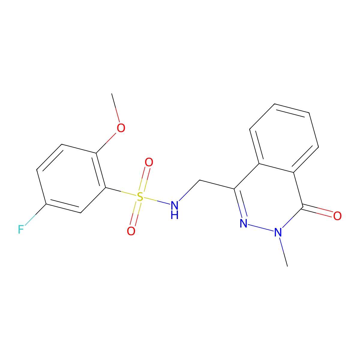 5-fluoro-2-methoxy-N-((3-methyl-4-oxo-3,4-dihydrophthalazin-1-yl)methyl)benzenesulfonamide molecular structure, CAS 1396765-43-7
