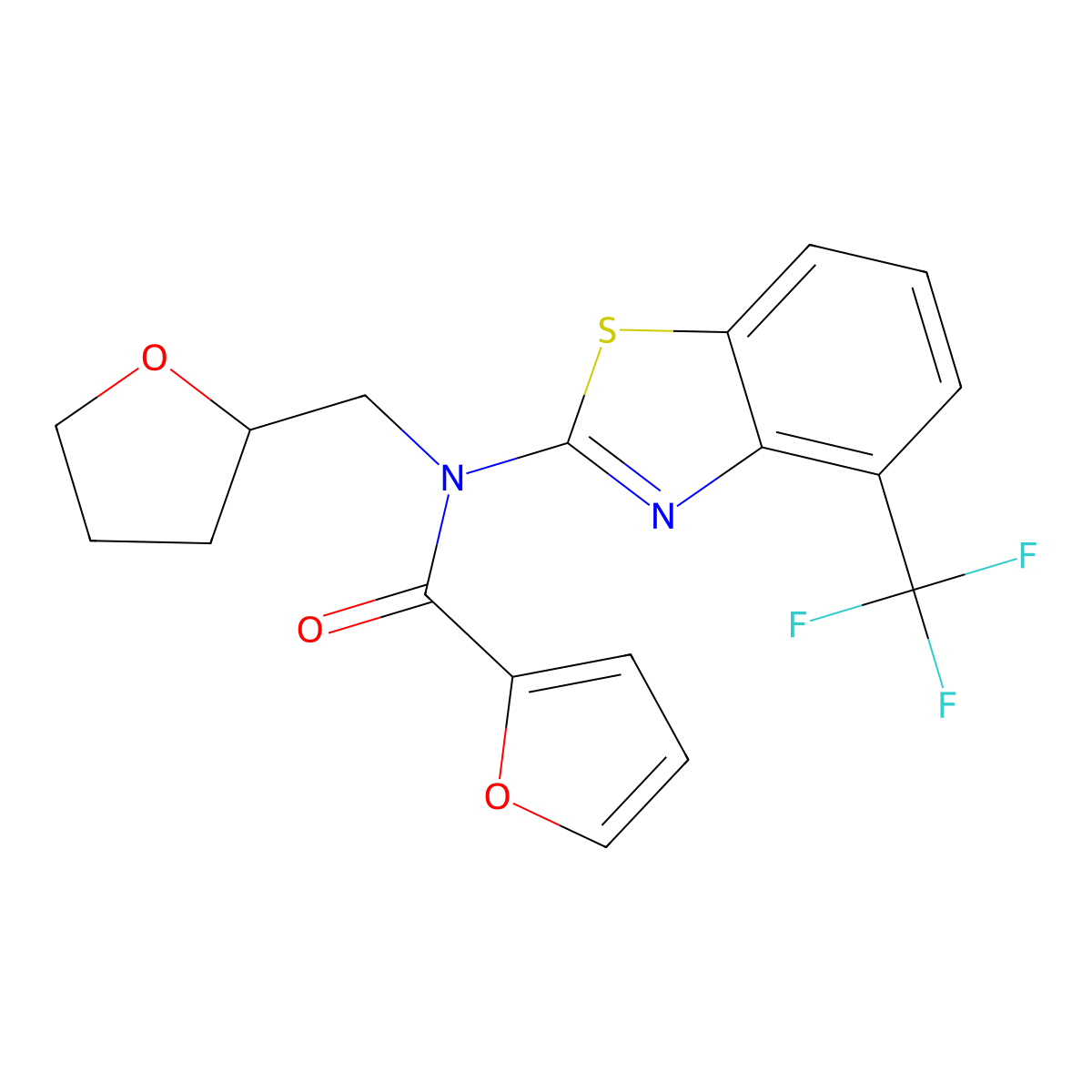 N-((tetrahydrofuran-2-yl)methyl)-N-(4-(trifluoromethyl)benzo[d]thiazol-2-yl)furan-2-carboxamide molecular structure, CAS 1396765-44-8