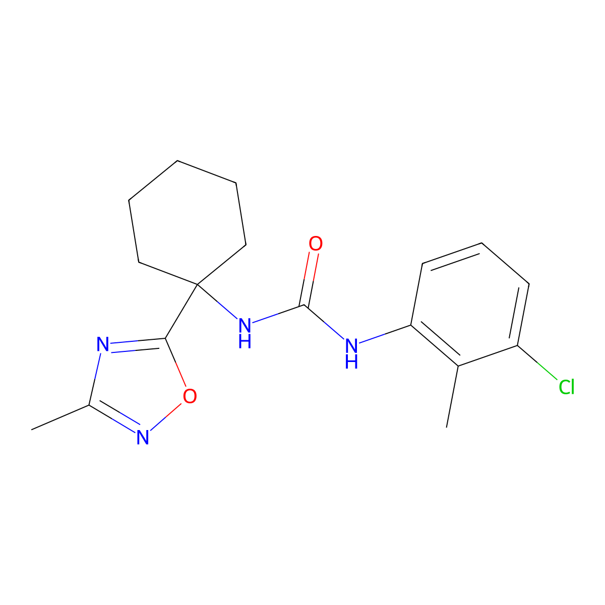 1-(3-Chloro-2-methylphenyl)-3-[1-(3-methyl-1,2,4-oxadiazol-5-yl)cyclohexyl]urea molecular structure, CAS 1396765-53-9