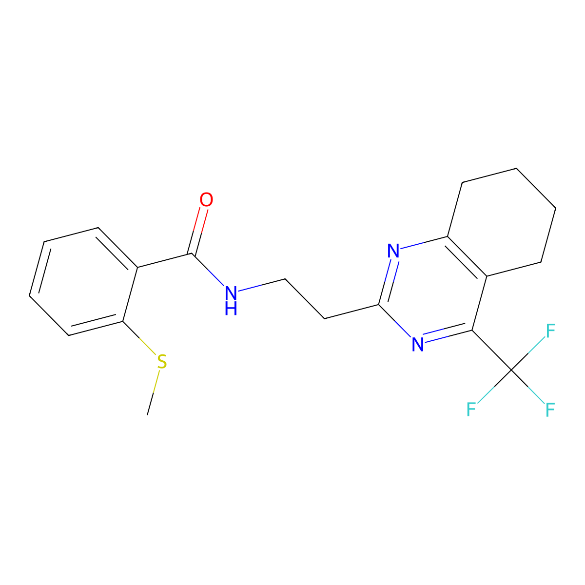 2-(methylthio)-N-(2-(4-(trifluoromethyl)-5,6,7,8-tetrahydroquinazolin-2-yl)ethyl)benzamide molecular structure, CAS 1396765-54-0