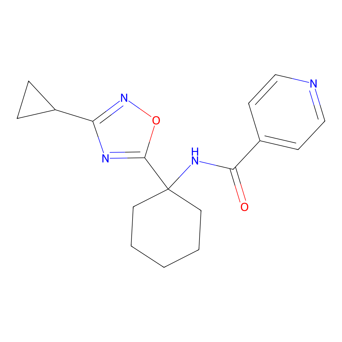 N-(1-(3-cyclopropyl-1,2,4-oxadiazol-5-yl)cyclohexyl)isonicotinamide molecular structure, CAS 1396765-68-6