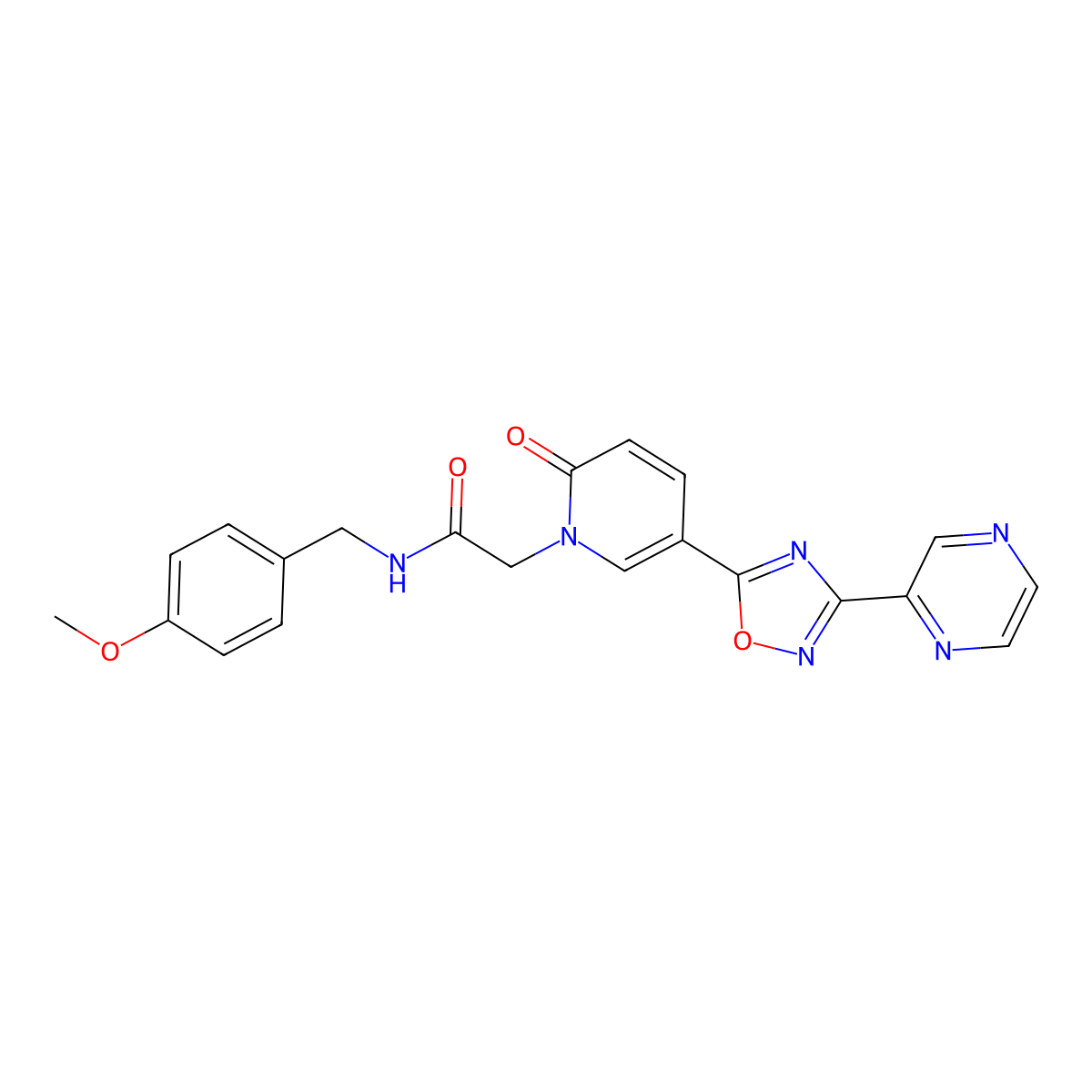 N-(4-methoxybenzyl)-2-[2-oxo-5-(3-pyrazin-2-yl-1,2,4-oxadiazol-5-yl)pyridin-1(2H)-yl]acetamide molecular structure, CAS 1396765-72-2