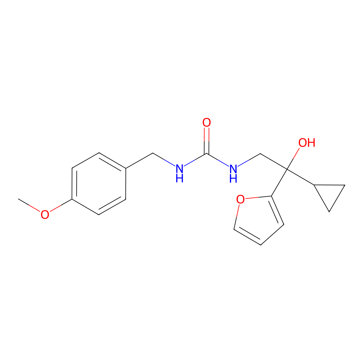 1-(2-Cyclopropyl-2-(furan-2-yl)-2-hydroxyethyl)-3-(4-methoxybenzyl)urea molecular structure, CAS 1396765-73-3