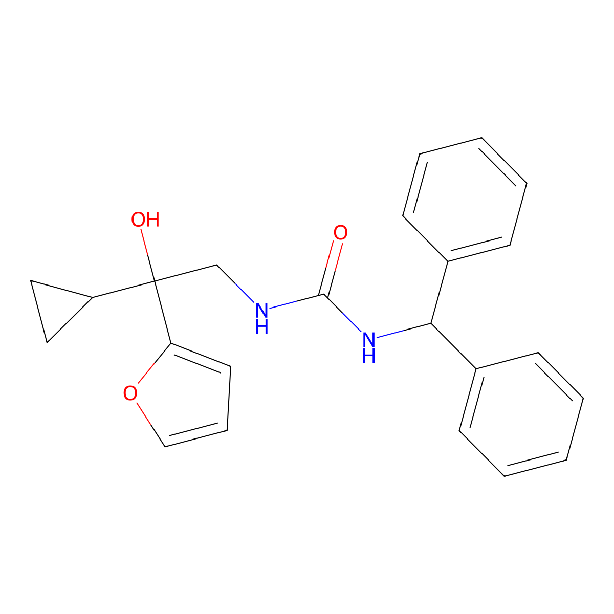 1-Benzhydryl-3-(2-cyclopropyl-2-(furan-2-yl)-2-hydroxyethyl)urea molecular structure, CAS 1396765-79-9