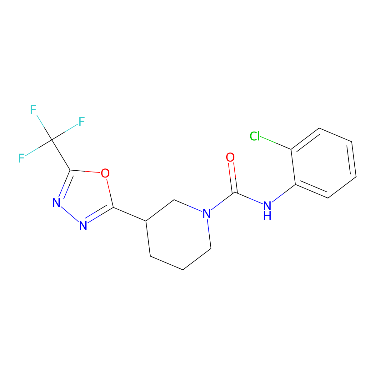 N-(2-chlorophenyl)-3-[5-(trifluoromethyl)-1,3,4-oxadiazol-2-yl]piperidine-1-carboxamide molecular structure, CAS 1396765-81-3