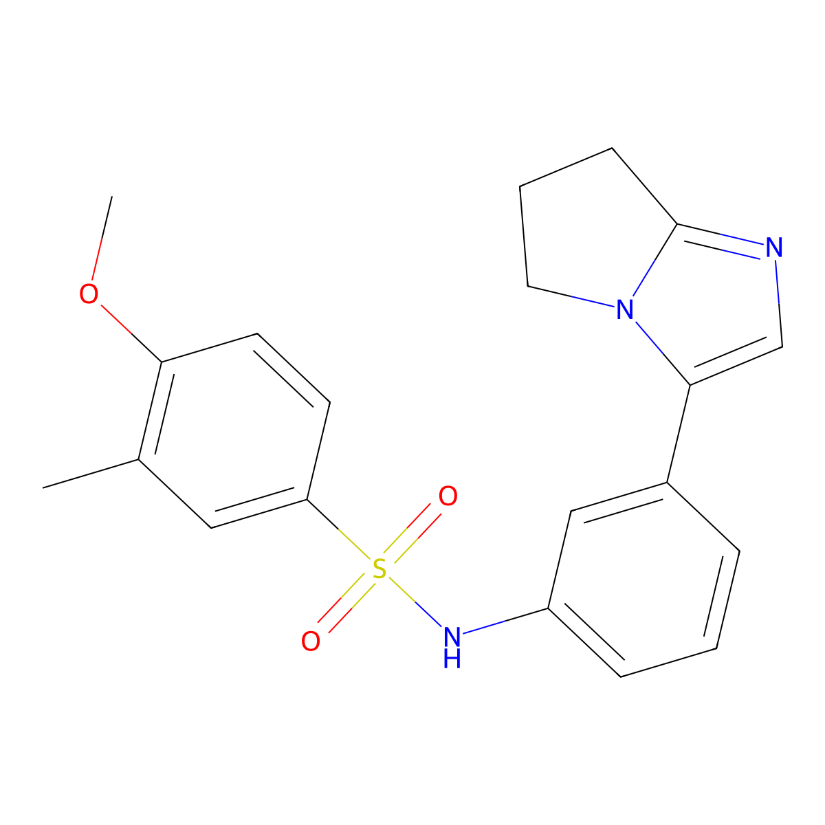 N-(3-(6,7-dihydro-5H-pyrrolo[1,2-a]imidazol-3-yl)phenyl)-4-methoxy-3-methylbenzenesulfonamide molecular structure, CAS 1396765-85-7