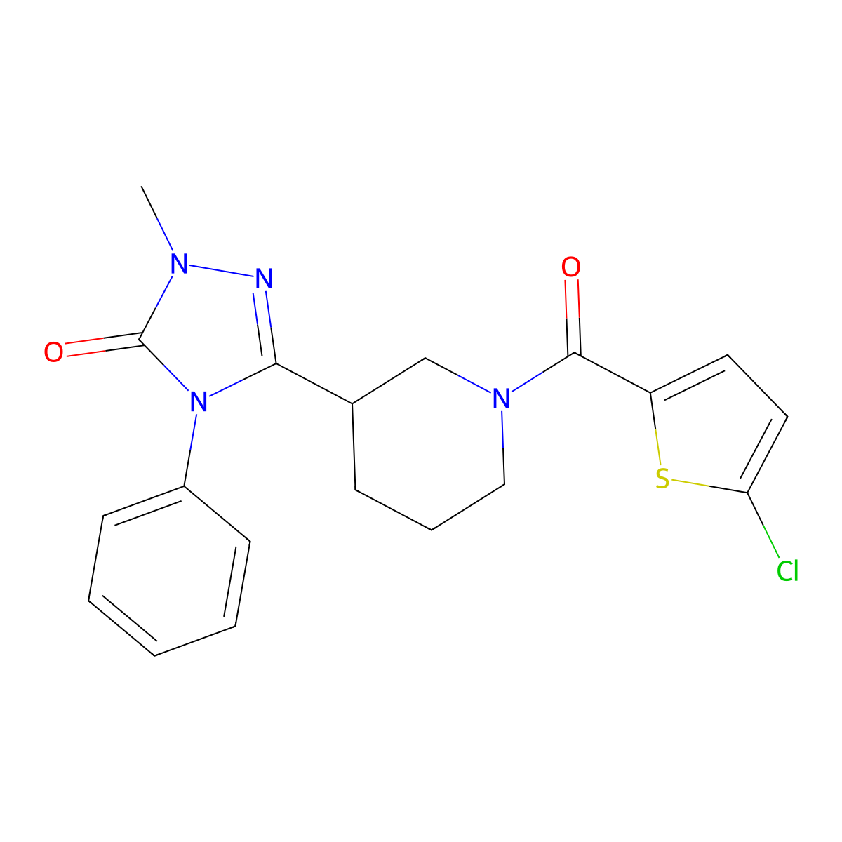 3-(1-(5-chlorothiophene-2-carbonyl)piperidin-3-yl)-1-methyl-4-phenyl-1H-1,2,4-triazol-5(4H)-one molecular structure, CAS 1396765-93-7
