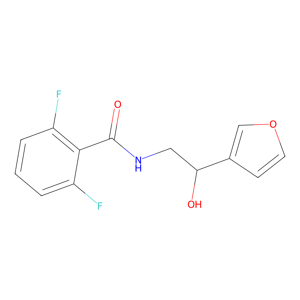 2,6-difluoro-N-[2-(furan-3-yl)-2-hydroxyethyl]benzamide molecular structure, CAS 1396765-95-9