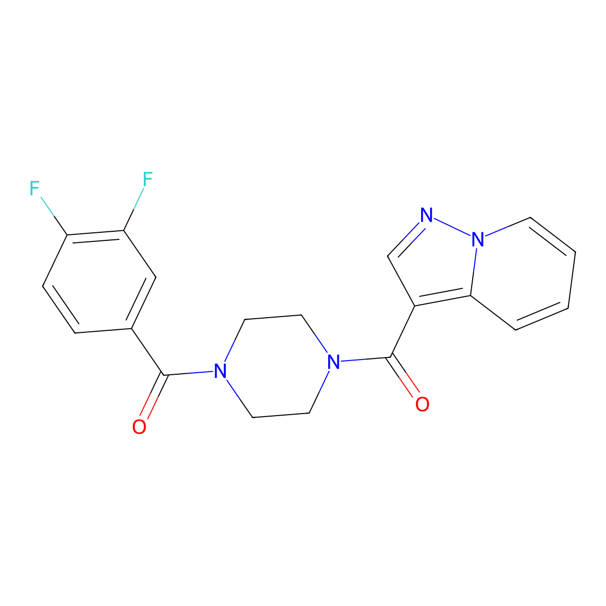 (4-(3,4-Difluorobenzoyl)piperazin-1-yl)(pyrazolo[1,5-a]pyridin-3-yl)methanone molecular structure, CAS 1396765-98-2