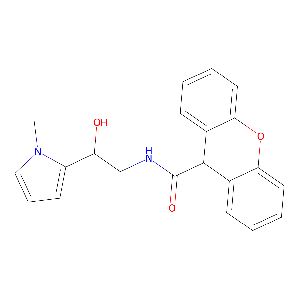 N-[2-hydroxy-2-(1-methyl-1H-pyrrol-2-yl)ethyl]-9H-xanthene-9-carboxamide molecular structure, CAS 1396766-01-0