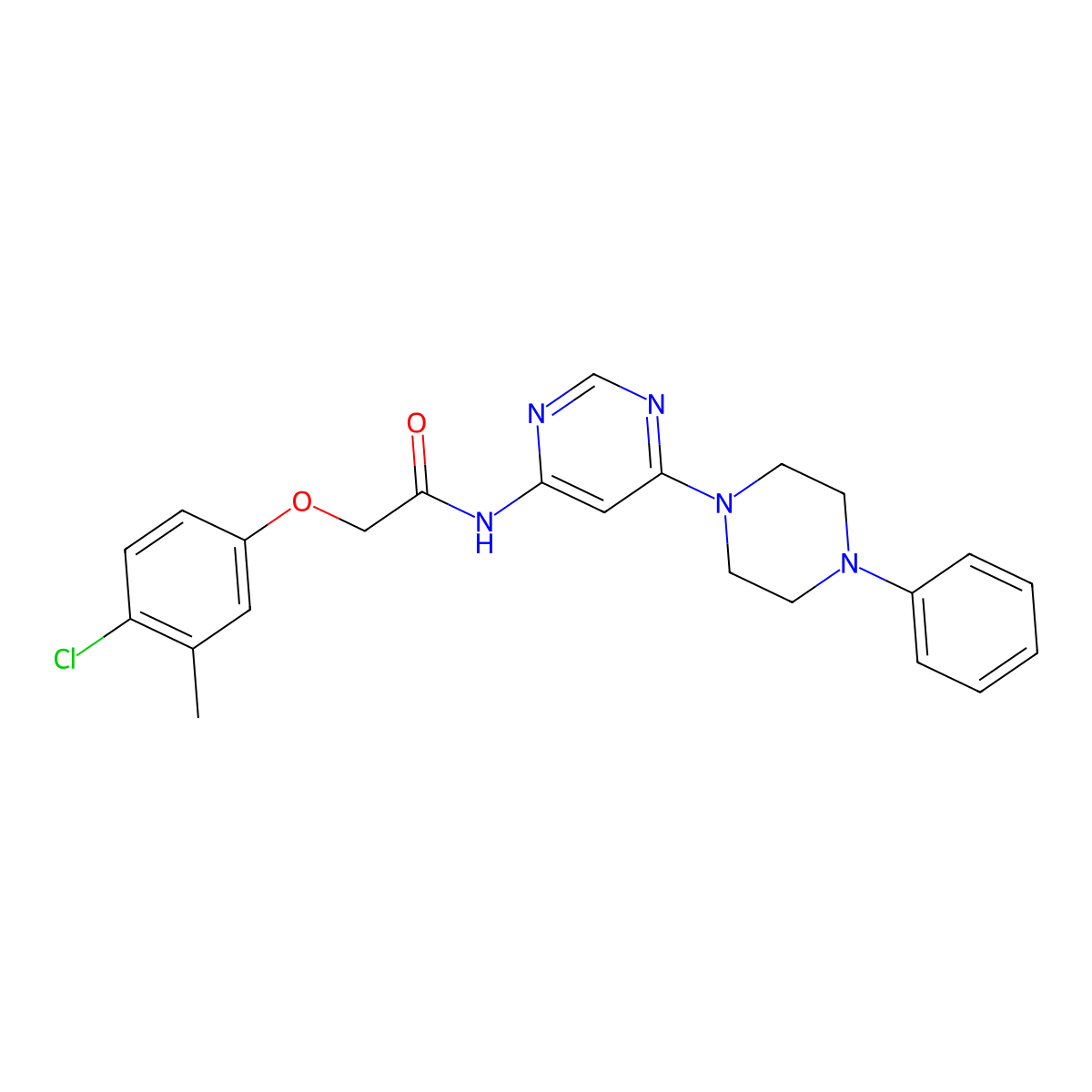 2-(4-chloro-3-methylphenoxy)-N-[6-(4-phenylpiperazin-1-yl)pyrimidin-4-yl]acetamide molecular structure, CAS 1396766-03-2