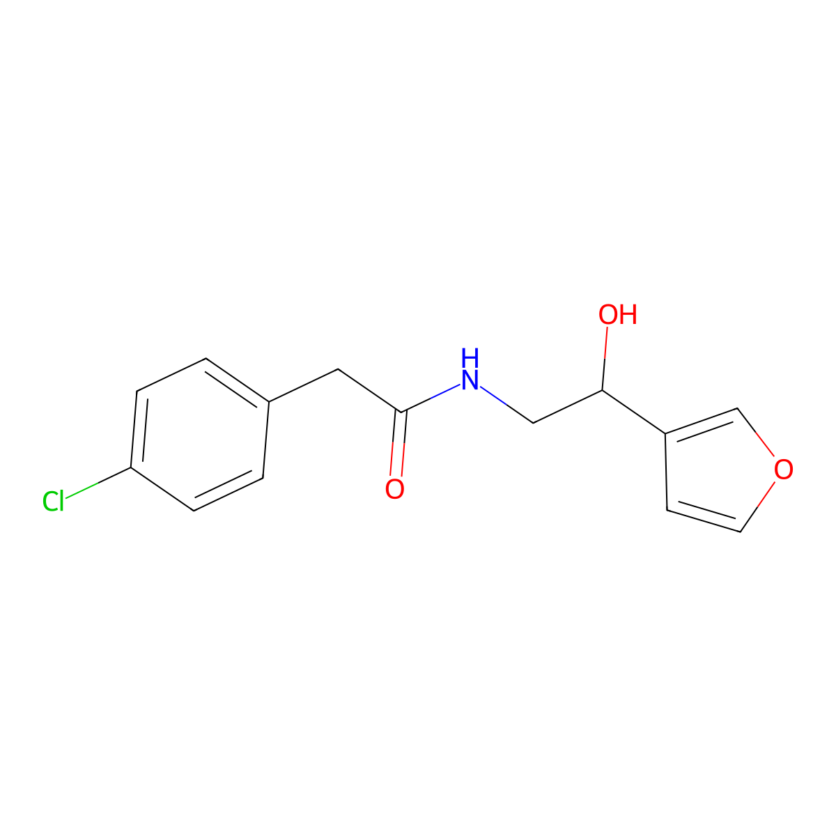 2-(4-chlorophenyl)-N-[2-(furan-3-yl)-2-hydroxyethyl]acetamide molecular structure, CAS 1396766-05-4