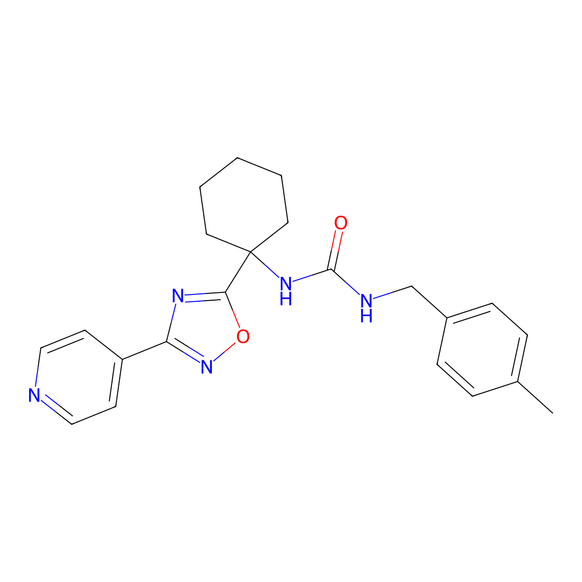 1-(4-Methylbenzyl)-3-(1-(3-(pyridin-4-yl)-1,2,4-oxadiazol-5-yl)cyclohexyl)urea molecular structure, CAS 1396766-09-8