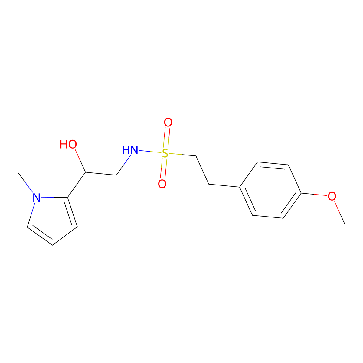N-(2-hydroxy-2-(1-methyl-1H-pyrrol-2-yl)ethyl)-2-(4-methoxyphenyl)ethanesulfonamide molecular structure, CAS 1396766-10-1