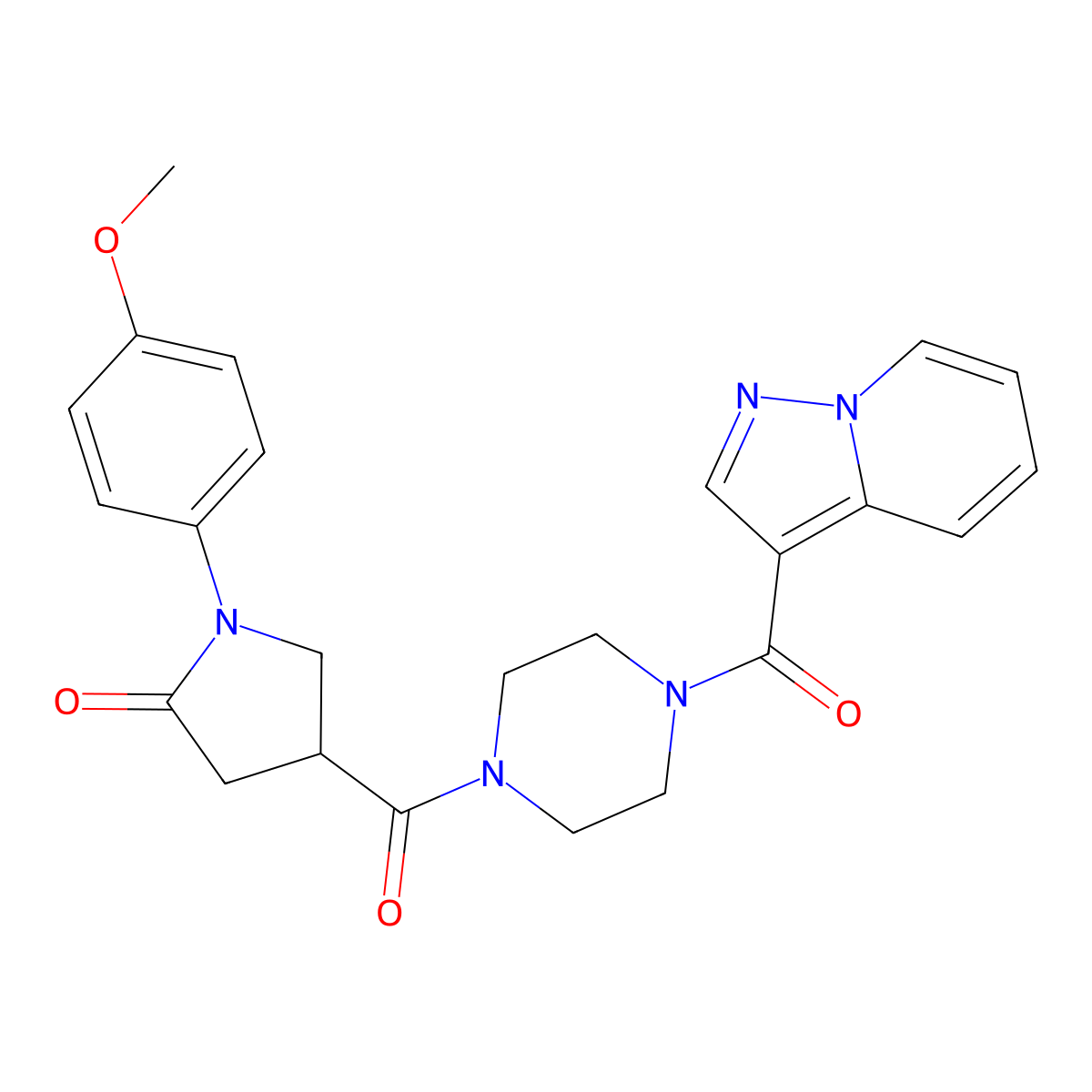 1-(4-Methoxyphenyl)-4-(4-(pyrazolo[1,5-a]pyridine-3-carbonyl)piperazine-1-carbonyl)pyrrolidin-2-one molecular structure, CAS 1396766-11-2