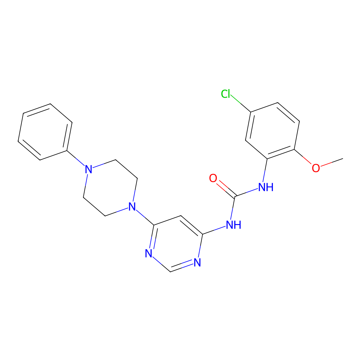 1-(5-Chloro-2-methoxyphenyl)-3-[6-(4-phenylpiperazin-1-yl)pyrimidin-4-yl]urea molecular structure, CAS 1396766-13-4