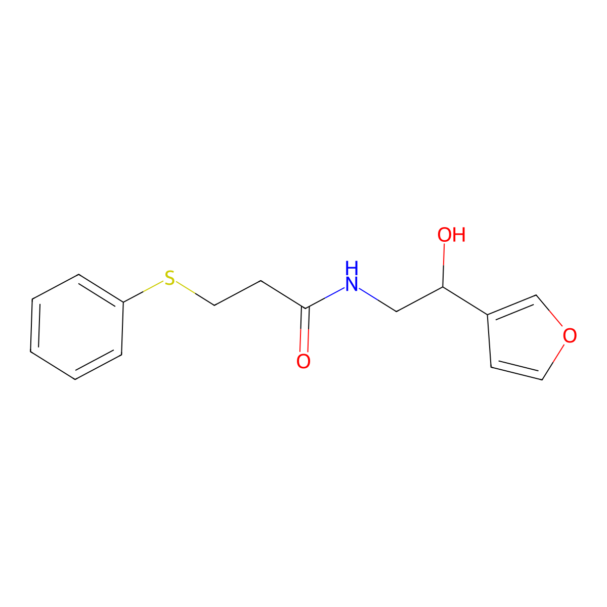 N-(2-(furan-3-yl)-2-hydroxyethyl)-3-(phenylthio)propanamide molecular structure, CAS 1396766-14-5