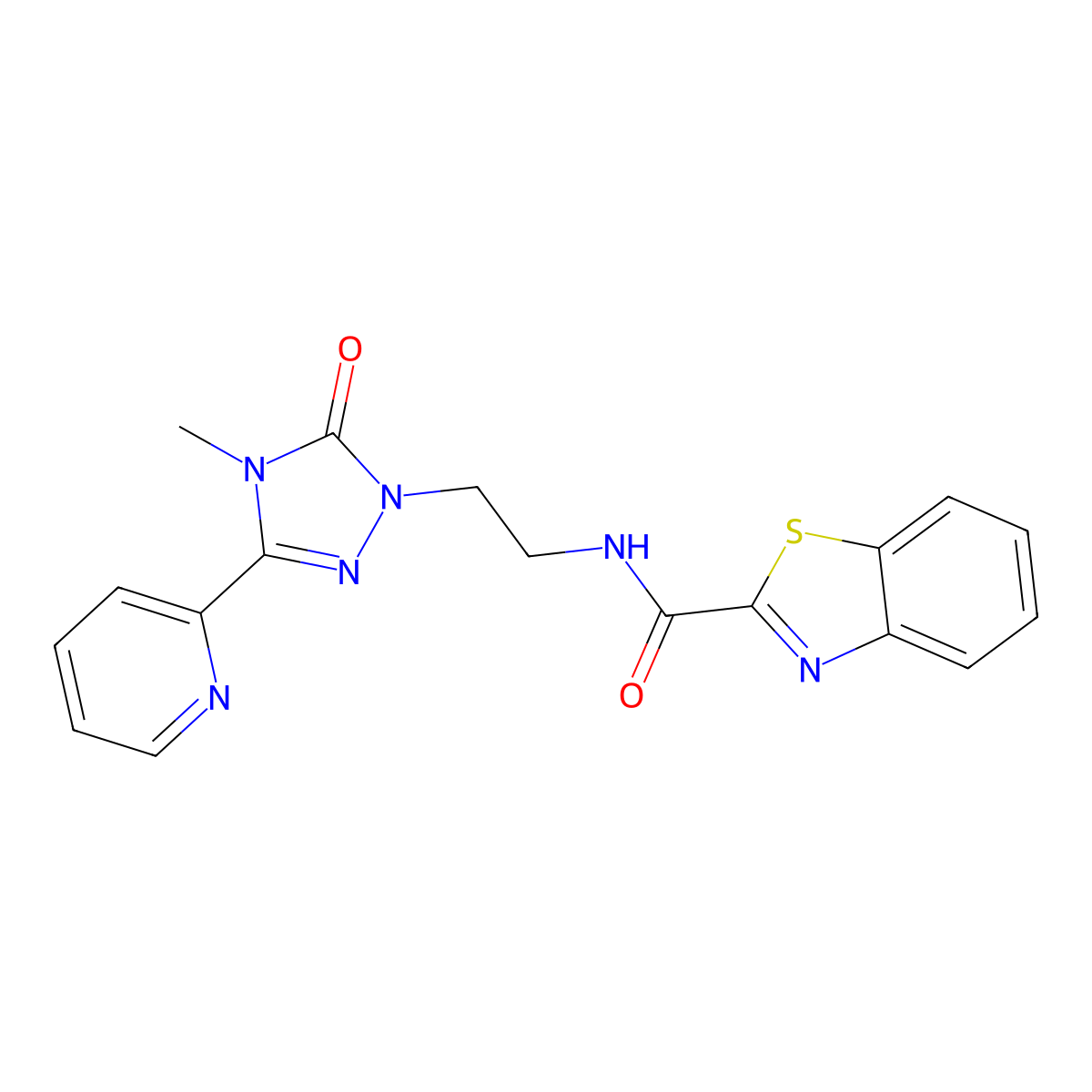 N-(2-(4-methyl-5-oxo-3-(pyridin-2-yl)-4,5-dihydro-1H-1,2,4-triazol-1-yl)ethyl)benzo[d]thiazole-2-carboxamide molecular structure, CAS 1396766-15-6
