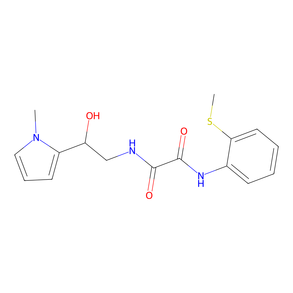 N1-(2-hydroxy-2-(1-methyl-1H-pyrrol-2-yl)ethyl)-N2-(2-(methylthio)phenyl)oxalamide molecular structure, CAS 1396766-16-7