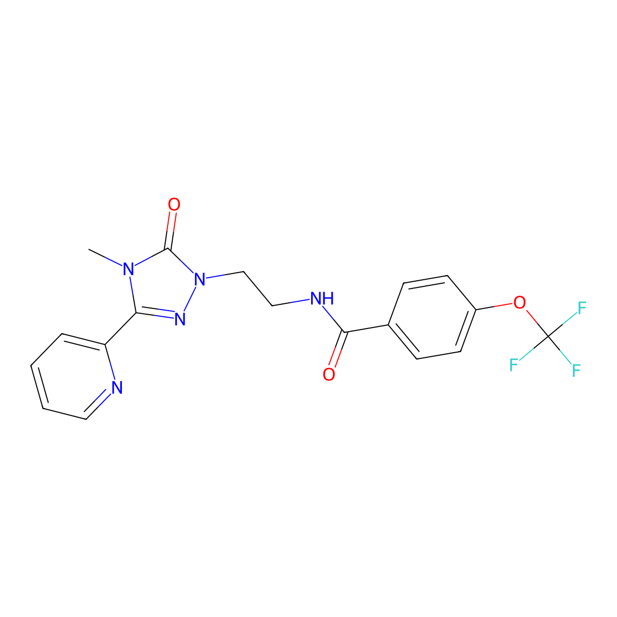 N-{2-[4-methyl-5-oxo-3-(pyridin-2-yl)-4,5-dihydro-1H-1,2,4-triazol-1-yl]ethyl}-4-(trifluoromethoxy)benzamide molecular structure, CAS 1396766-23-6