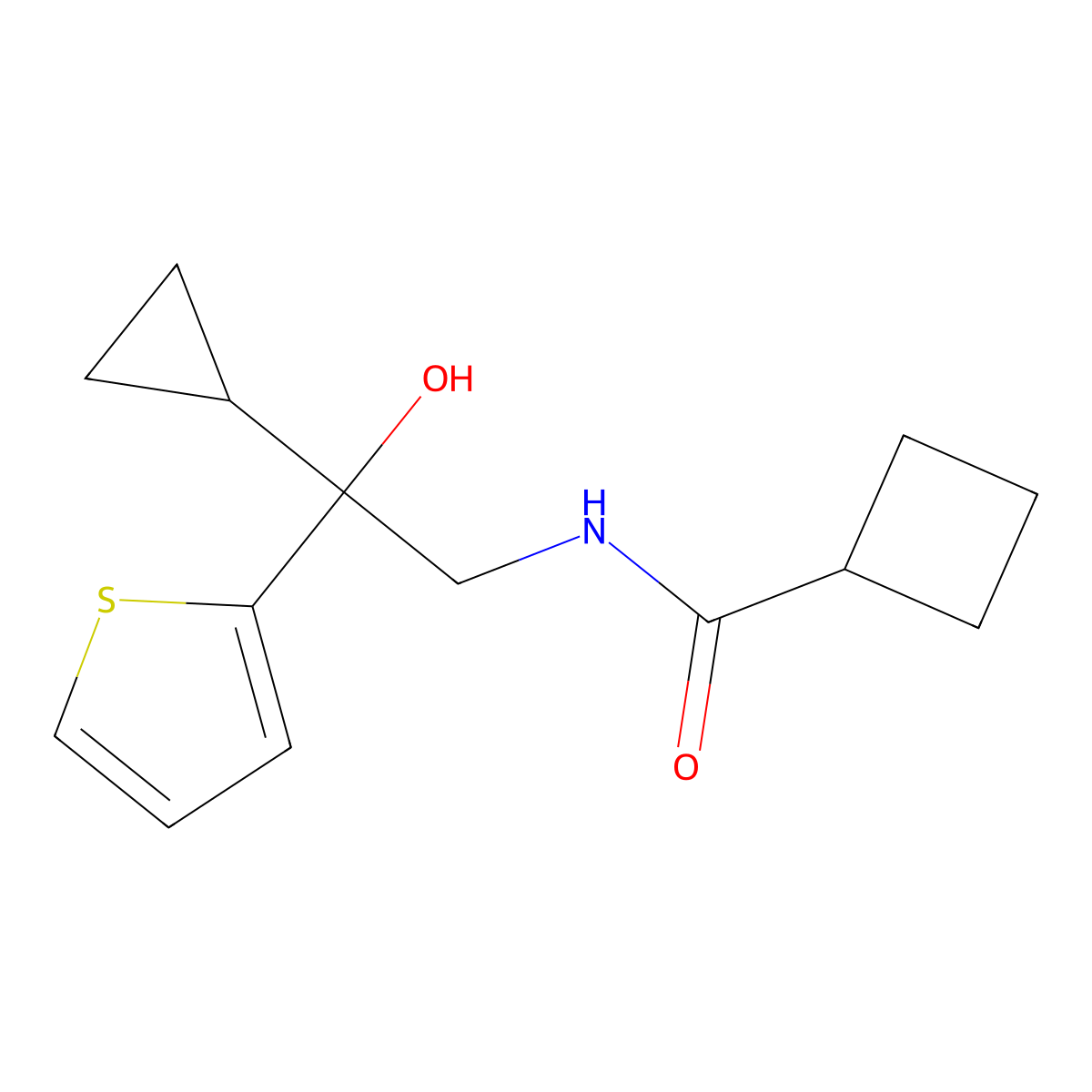 N-[2-cyclopropyl-2-hydroxy-2-(thiophen-2-yl)ethyl]cyclobutanecarboxamide molecular structure, CAS 1396766-30-5