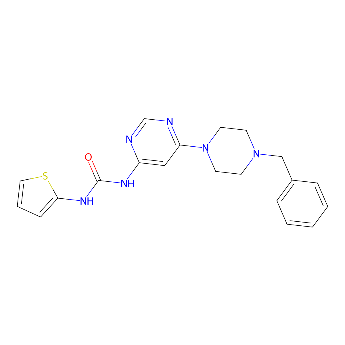 1-(6-(4-Benzylpiperazin-1-yl)pyrimidin-4-yl)-3-(thiophen-2-yl)urea molecular structure, CAS 1396766-35-0