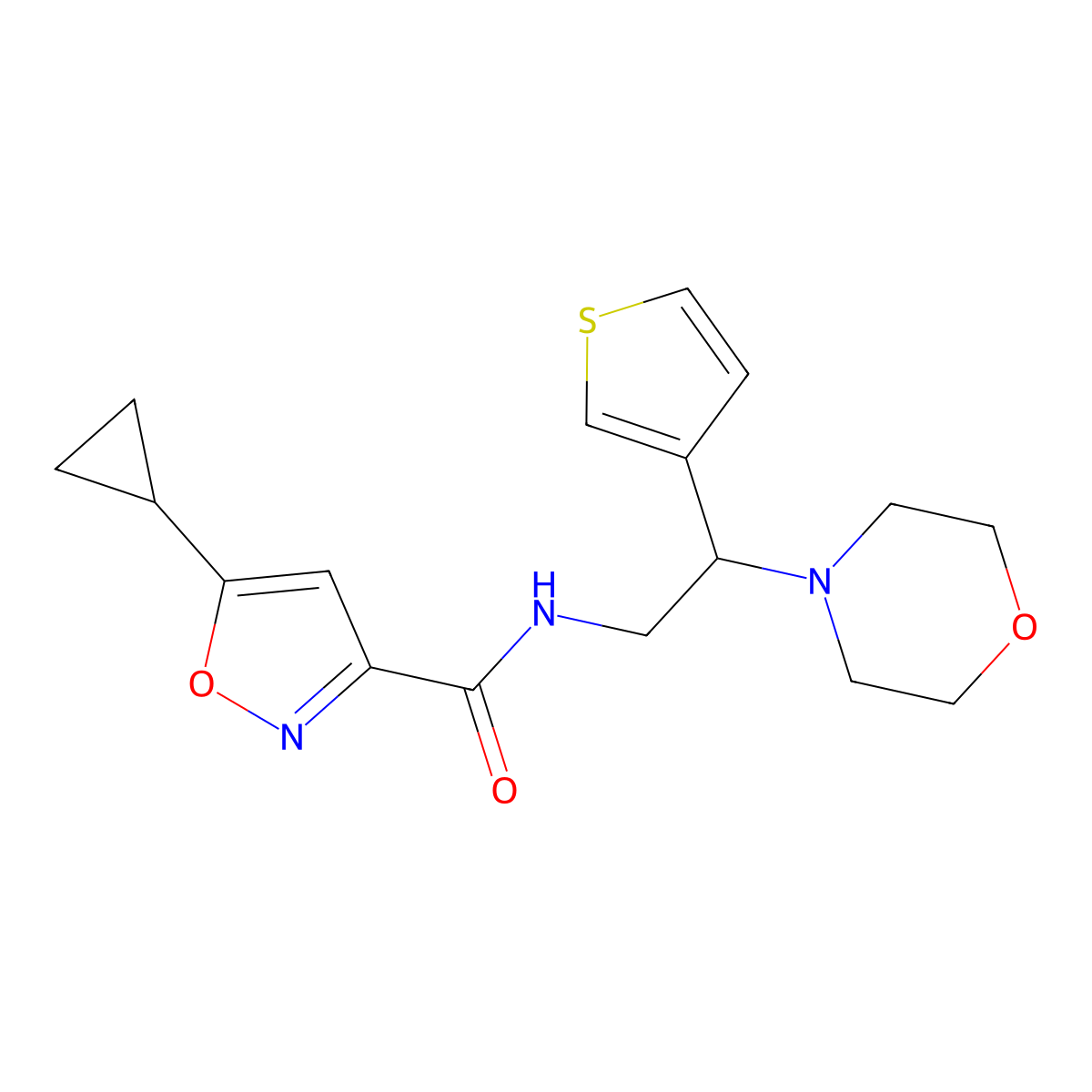 5-cyclopropyl-N-(2-morpholino-2-(thiophen-3-yl)ethyl)isoxazole-3-carboxamide molecular structure, CAS 1396766-44-1