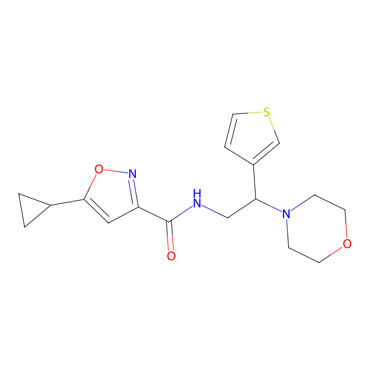 5-cyclopropyl-N-(2-morpholino-2-(thiophen-3-yl)ethyl)isoxazole-3-carboxamide molecular structure, CAS 1396766-44-1