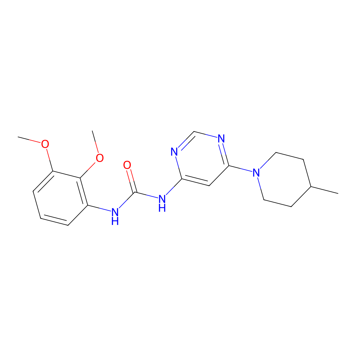 1-(2,3-Dimethoxyphenyl)-3-[6-(4-methylpiperidin-1-yl)pyrimidin-4-yl]urea molecular structure, CAS 1396766-50-9