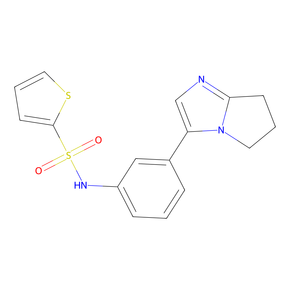 N-(3-(6,7-dihydro-5H-pyrrolo[1,2-a]imidazol-3-yl)phenyl)thiophene-2-sulfonamide molecular structure, CAS 1396766-52-1