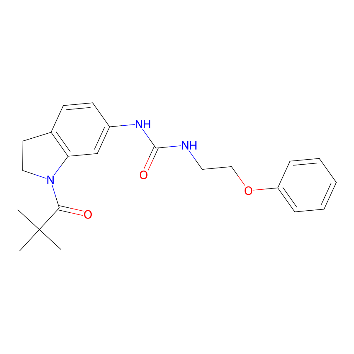 1-(2-Phenoxyethyl)-3-(1-pivaloylindolin-6-yl)urea molecular structure, CAS 1396766-61-2