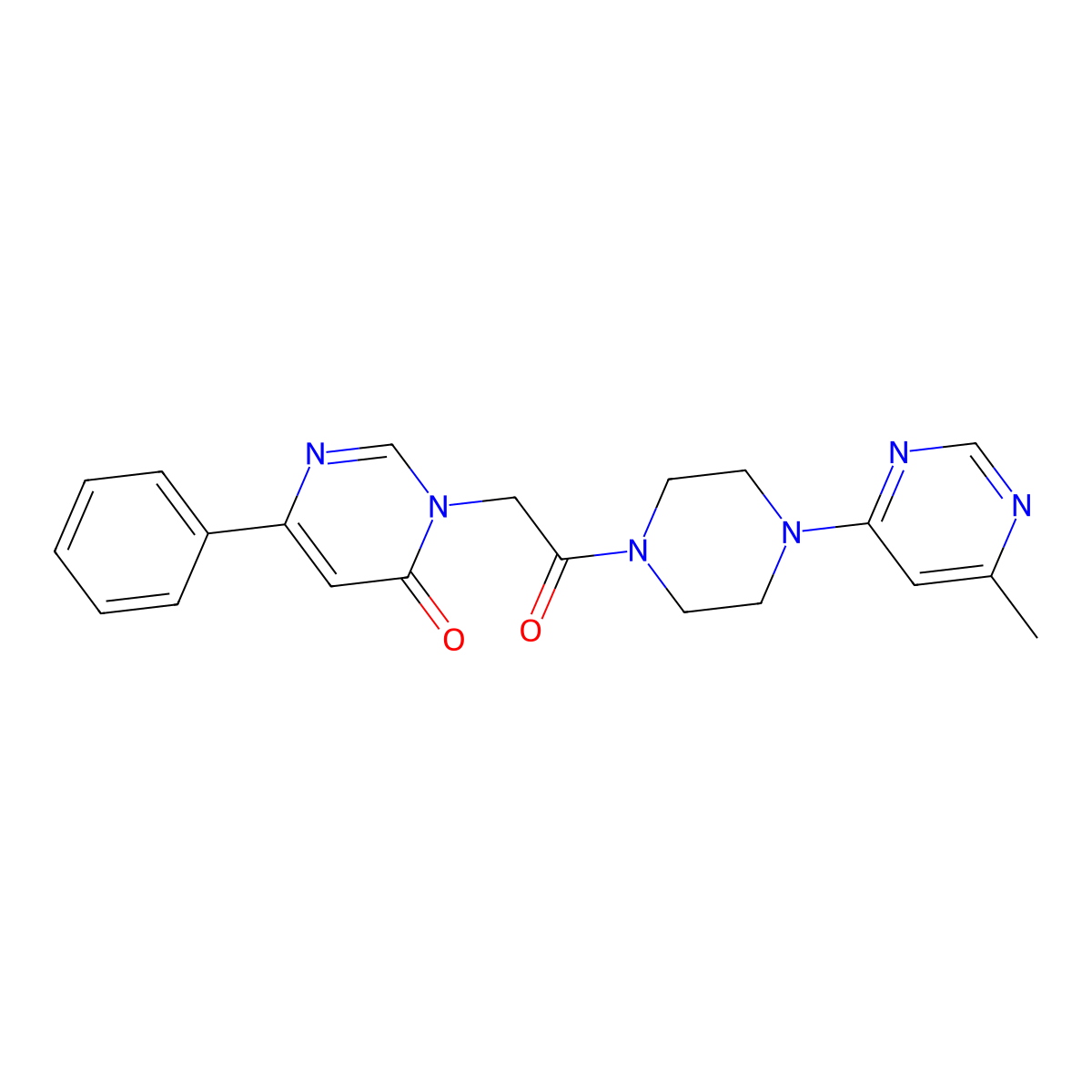 3-(2-(4-(6-methylpyrimidin-4-yl)piperazin-1-yl)-2-oxoethyl)-6-phenylpyrimidin-4(3H)-one molecular structure, CAS 1396766-62-3