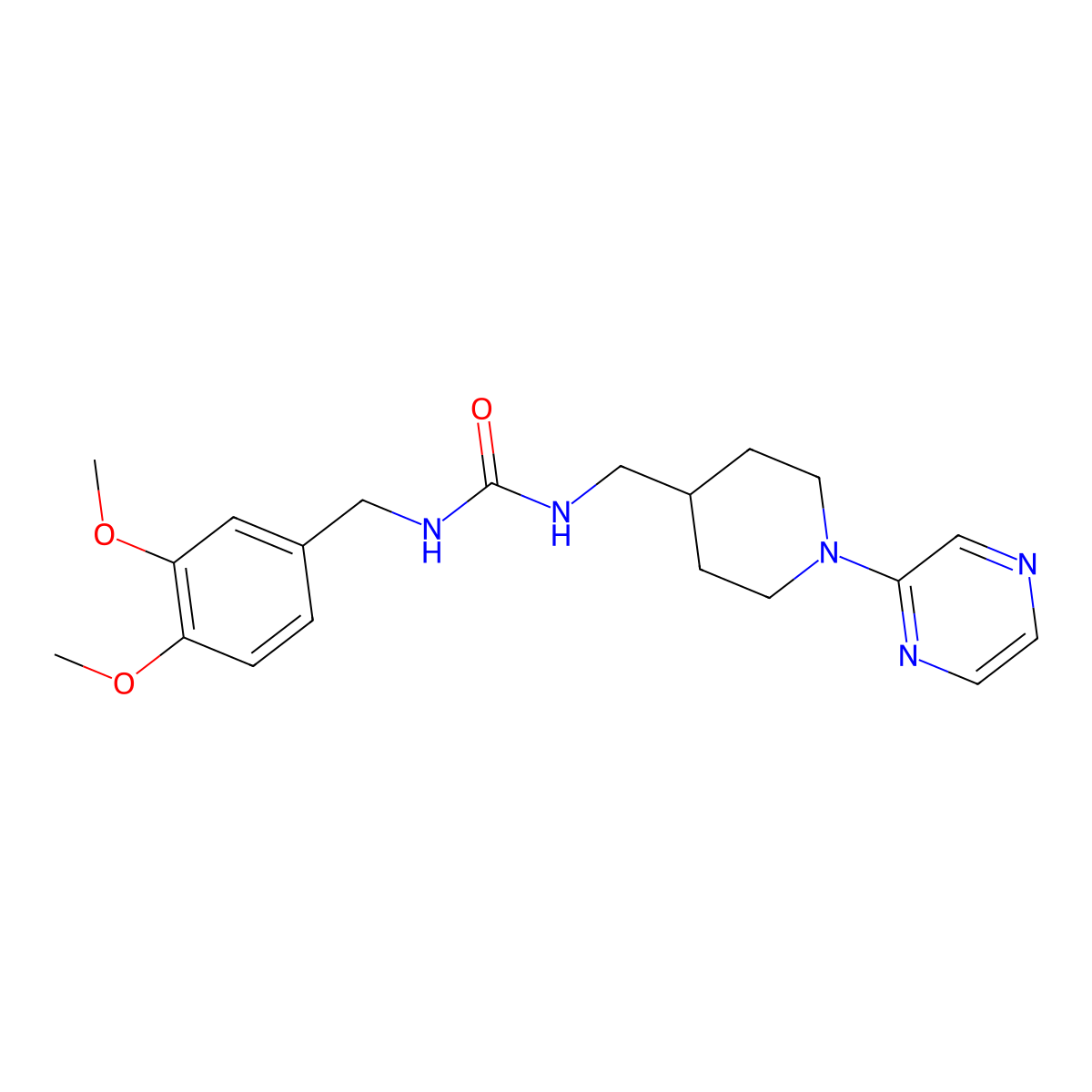 1-(3,4-Dimethoxybenzyl)-3-((1-(pyrazin-2-yl)piperidin-4-yl)methyl)urea molecular structure, CAS 1396766-64-5