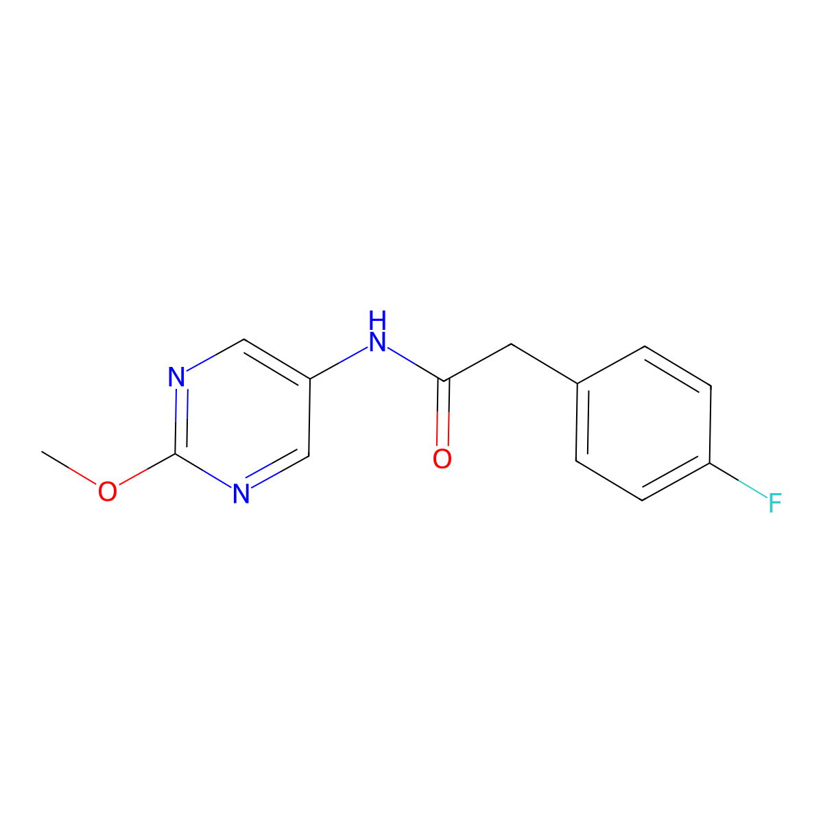 2-(4-fluorophenyl)-N-(2-methoxypyrimidin-5-yl)acetamide molecular structure, CAS 1396766-65-6